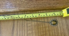 Vintage Tiger Eye Stone in Bronze Floral Motif Pendant 20” Chain Necklace Estate