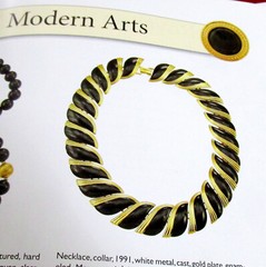 VTG RUNWAY BOOK PC WIDE NAPIER BLACK ENAMEL GP “MODERN ARTS” NECKLACE WEIGHTY