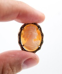 Vintage 800 European Silver Scalloped Frame Carved Portrait Shell Cameo Pendant
