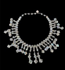Vintage Aurora Borealis Crystal Drop Choker Statement Necklace 15in