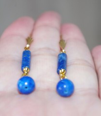 LAPIS LAZULI 45 MM DROP ELONGATED LEVER BACK EARRINGS