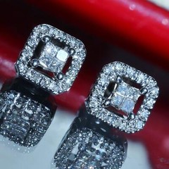 10k w/gold earrings 0.25ct natural diamond invisible set screwback 1.60gr N3650