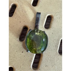Vintage Natural peridot Gemstone Pendant oval cut olive green sterling silver