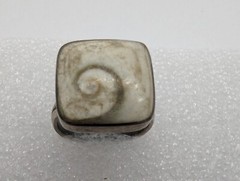 Vintage Sterling Silver 925 “Shiva Eye” Shell Square Ring Size 5.75