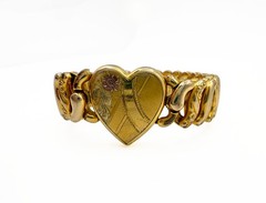 Vintage American Queen Pitman Keeler Sweetheart Bracelet Heart Gold Filled 1940s