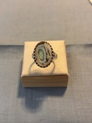 Vintage Sterling Silver Abalone Shell Ring Size 7 Oval Southwestern Estate