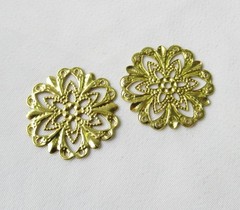 100pcs Floral Stamping Six Points 21mm Brass Filigree Findings for DIY Crafts