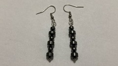 Hematite Beaded Artisan Fashion Metallic Silver Steel Hook Dangle Drop Earrings