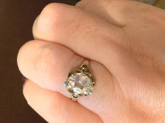 HUBERTUS VON SKAL VINTAGE 10K GOLD COLORLESS WHITE SPINEL FLOWER BUTTERCUP RING