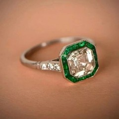 Art Deco Style 3Ct Asscher Lab Created Diamond Engagement 14K White Gold FN Ring