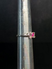 Sterling Silver Pink Topaz & CZ Ring Size 7
