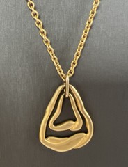 Vintage 90s Casual Corner Abstract Pendant Gold Tone 36” Chain Necklace