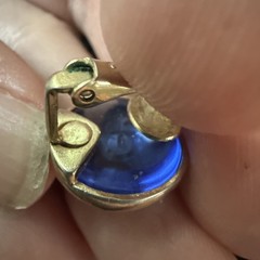 Vintage Retro BLUE & Gold Button Clip on Earrings from Avon Costume Jewelry
