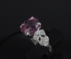 Fine 2.97ct GIA Madagascar Pink Sapphire & 0.13ct Diamond Platinum Ring Size 5