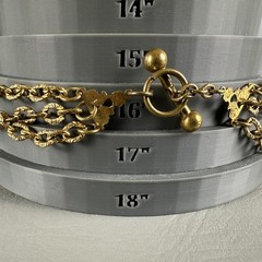 Vintage Gold Tone Multi Strand Chain Necklace Textured Links Toggle Clasp 16″