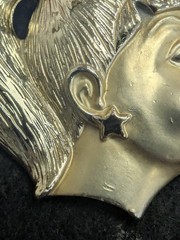 Vintage AJC American Jewelry Bubble Gum Girl Brooch Gold Tone Pink Bubble Signed