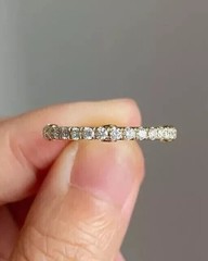 Art Deco Vintage Bridal Jewelry Band 14K Yellow Gold Plated Round Diamond Ring