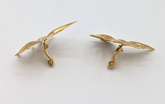 Vintage Gold Tone Angel Wing Clip On Earrings Atomic Starburst Ear Climber Fan