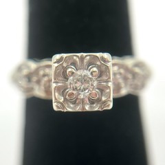 14k White Gold Vintage Art Deco Diamond Engagement Ring Size 3.5 (1705942-11)