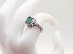 $12,000 3.50ct AAA+++ Colombian Emerald VS G Diamond Platinum HALO Ring 12g