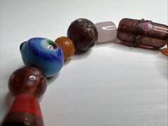 Vintage Art Glass Large Bead Stretchable Multicolored Bracelet
