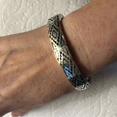 Vintage Dee Morris Navajo Sterling Silver Links on Leather Strap Bracelet