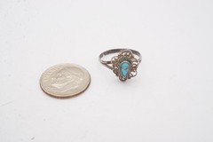 Vintage Sterling Silver 925 Turquoise Ring Size 4.25