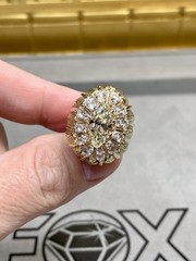 Vintage 1960’s 18K 2.25ct Marquise Diamond Large Cocktail Ring 4.75ctw GIA