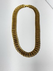 Vintage Monet Gold Necklace Signed 16” Gold Tone Matte Link Double Clasp