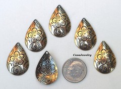 #3476 ANTIQUED GOLD TEARDROP PENDANT/ER W/HANG HOLE – 6 Pc Lot