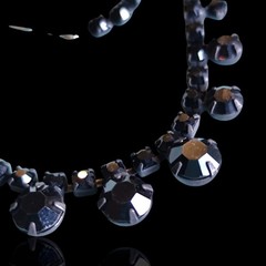 Vintage French Jet Black Glass Rhinestone Choker Necklace 16in