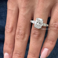 4CT Cushion Cut Lab Created Diamond Engagement Ring 14k White Gold Plated Silver