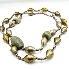 Vintage Tribal Necklace Set Mixed Metal Beads Natural Stone Boho Ethnic Layered