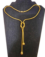 Vtg Goldtone lariat /knot necklace 17.5in”- Ate6