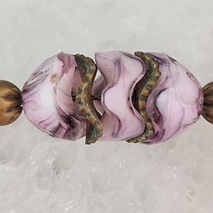 Vintage Art Deco Slag Glass Beaded Necklace Czech Purple Pinched Gold Tone 18″
