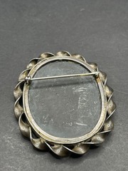 Antique Sterling Pietra Dura Pin/Brooch Mosiac Floral