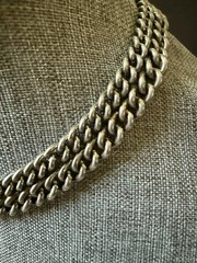 Listner Cable Link Necklace Layered Silver Tone Stackable Capsule Career Casual