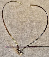 Vtg Brass Collar Necklace Modernist Brutalist V Shape Abstract Statement Solid