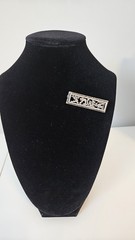 Vintage 925 Sterling Silver 10K Gold Mayan Aztec Figural Bar Brooch Pin 6 Grams