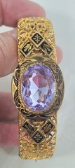 Gorgeous Early 1900s Taille D’Epargne Light Lilac Glass Stone Bracelet