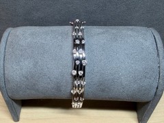 SW 925 Sterling Silver Flush CZ Cubic Zirconia Hinged Bangle Bracelet 7″ Inches
