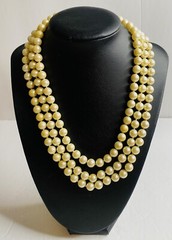 carol lee 2 Piece vintage necklace Faux pearl Strand Knotted Choker Necklace 16”