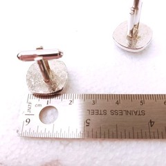 SHIELDS Cufflinks Tie Clasp Set Vintage Copper Sparkle Blue Glass Faux Lapis
