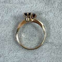 10K Garnet Ring, Vintage SEMCO, Two Stones Bypass Style, Yellow Gold