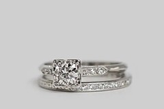 1.34 CT Round Moissanite 925 Silver Wedding Vintage Art Deco Antique Ring Set