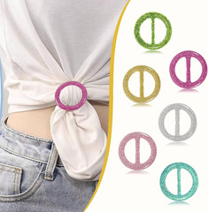 12PCS Silk Scarf Ring Clip T-shirt Tie Clips for Women Fashion Resin Ring Scarve