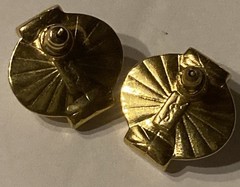 YSL Yves Saint Laurent Blue Glass Cabochon Gold-tone Pierced Earrings