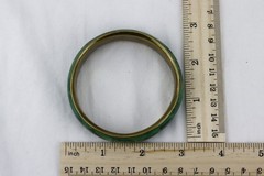 Inlayed Malachite and Brass Bangle Bracelet, 73gr