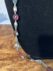 Vintage Glass, Acrylic & Gold Tone Beaded 36 in Long Strand Necklace