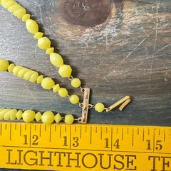 Two Vintage West Germany Necklaces Yellow Off White Lucite Plastic 3 Strand Long